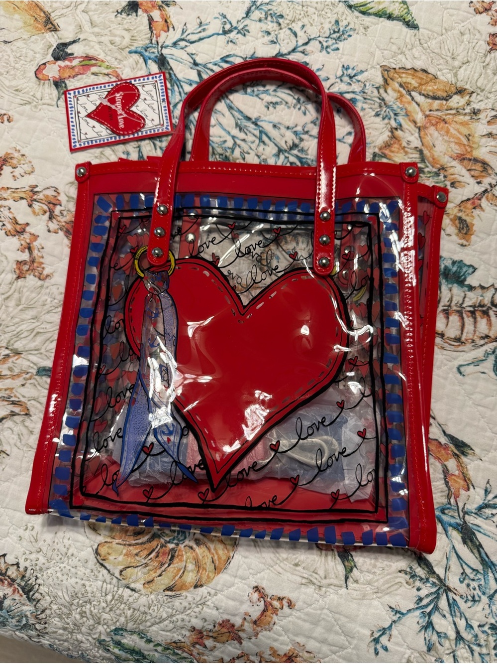 Brighton Red Heart Clear Tote Bag with Accent Scarf - exclusive